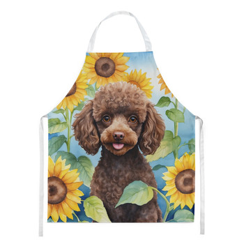 Chocolate Poodle in Sunflowers Cooking Kitchen Apron DAC6139 product image at NuMercy