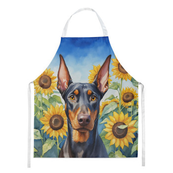Doberman Pinscher in Sunflowers Cooking Kitchen Apron product image at NuMercy