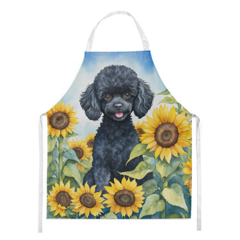 Black Poodle in Sunflowers Cooking Kitchen Apron DAC6137 product image at NuMercy