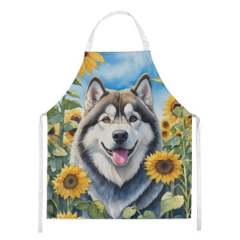 Alaskan Malamute in Sunflowers Cooking Kitchen Apron product image at NuMercy