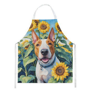 English Bull Terrier in Sunflowers Cooking Kitchen Apron DAC6070 product image at NuMercy