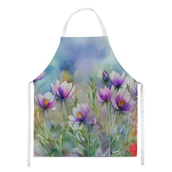 South Dakota Pasque Flowers in Watercolor Cooking Kitchen Apron product image at NuMercy