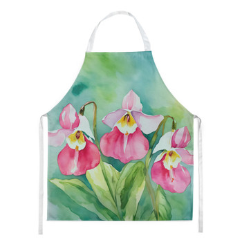 Minnesota Pink and White Lady s Slippers in Watercolor Cooking Kitchen Apron DAC1673 product image at NuMercy