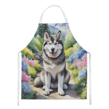 Alaskan Malamute Spring Garden Cooking Kitchen Apron product image at NuMercy
