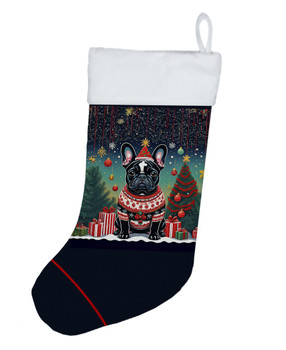 Black French Bulldog Christmas Stocking product image at NuMercy
