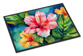 Hawaii Hawaiian Hibiscus in Watercolor Doormat 24H X 36W DAC1644 product image at NuMercy