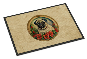 Pug Christmas Flowers Doormat 24H X 36W DAC2414 product image at NuMercy