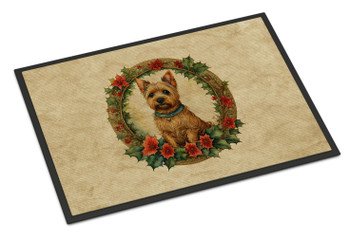 Norwich Terrier Christmas Flowers Doormat 24H X 36W product image at NuMercy