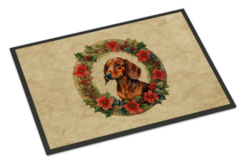 Dachshund Christmas Flowers Doormat 24H X 36W DAC2353 product image at NuMercy