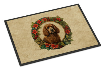 Irish Water Spaniel Christmas Flowers Doormat 24H X 36W product image at NuMercy