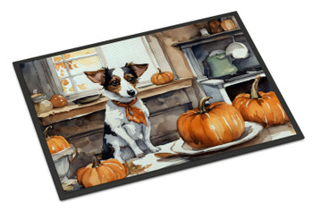 Jack Russell Terrier Fall Kitchen Pumpkins Doormat 24H X 36W product image at NuMercy