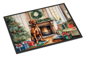 Rhodesian Ridgeback Cozy Christmas Doormat 24H X 36W product image at NuMercy