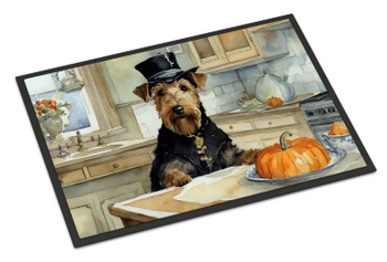 Airedale Terrier Fall Kitchen Pumpkins Doormat 24H X 36W product image at NuMercy