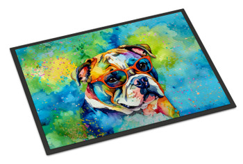 English Bulldog Hippie Dawg Doormat 24H X 36W DAC2475 product image at NuMercy
