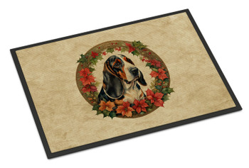 Basset Hound Christmas Flowers Doormat 24H X 36W product image at NuMercy