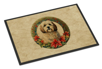 Havanese Christmas Flowers Doormat 24H X 36W product image at NuMercy