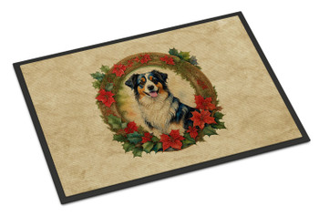 Australian Shepherd Christmas Flowers Doormat 24H X 36W product image at NuMercy