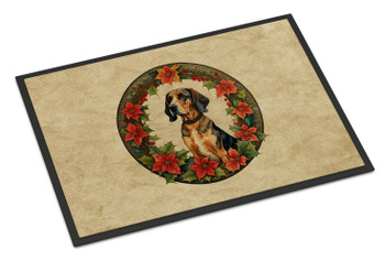 American English Coonhound Christmas Flowers Doormat 24H X 36W product image at NuMercy