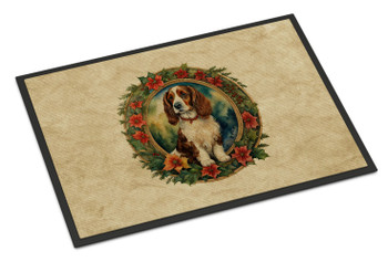 Welsh Springer Spaniel Christmas Flowers Doormat 24H X 36W DAC2442 product image at NuMercy