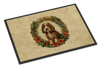 Petit Basset Griffon Vendeen Christmas Flowers Doormat 24H X 36W product image at NuMercy