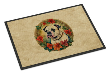 American Bulldog Christmas Flowers Doormat 24H X 36W product image at NuMercy