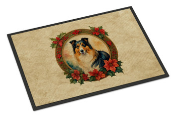 Collie Christmas Flowers Doormat 24H X 36W product image at NuMercy