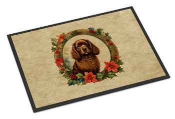 American Water Spaniel Christmas Flowers Doormat 24H X 36W product image at NuMercy