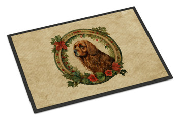 Sussex Spaniel Christmas Flowers Doormat 24H X 36W product image at NuMercy