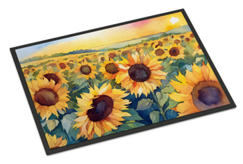 Kansas Sunflowers in Watercolor Doormat 24H X 36W DAC1653 product image at NuMercy