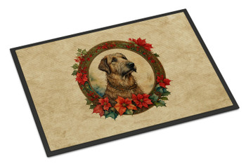 Irish Wolfhound Christmas Flowers Doormat 24H X 36W product image at NuMercy
