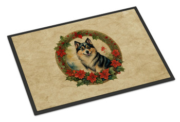 Finnish Lapphund Christmas Flowers Doormat 24H X 36W product image at NuMercy