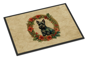 Scottish Terrier Christmas Flowers Doormat 24H X 36W product image at NuMercy