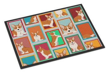 Lots of Red Cardigan Corgi Doormat 24H X 36W product image at NuMercy