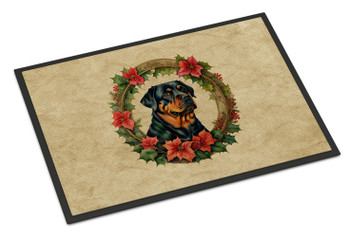 Rottweiler Christmas Flowers Doormat 24H X 36W product image at NuMercy