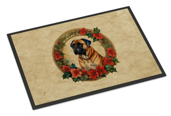 Bullmastiff Christmas Flowers Doormat 24H X 36W product image at NuMercy