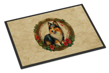Sheltie Christmas Flowers Doormat 24H X 36W product image at NuMercy