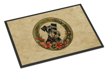 Schnauzer Christmas Flowers Doormat 24H X 36W product image at NuMercy