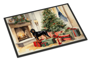 Black and Tan Coonhound Cozy Christmas Doormat 24H X 36W product image at NuMercy