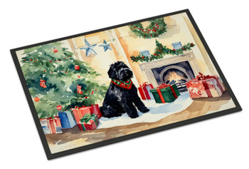 Black Russian Terrier Cozy Christmas Doormat 24H X 36W product image at NuMercy