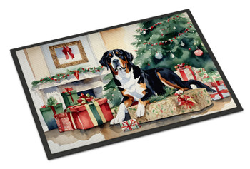 Greater Swiss Mountain Dog Cozy Christmas Doormat 24H X 36W product image at NuMercy