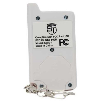 HomeSafe Wireless Home Security System Extra Remote, white, with keychain, FCC compliant, made in China.