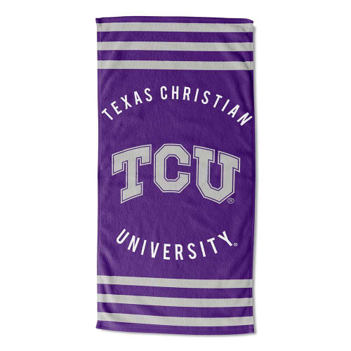 Texas Christian Horned Frogs Stripes Beach Towel