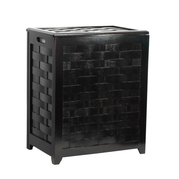 Oceanstar Mahogany Finished Rectangular Veneer Laundry Wood Hamper with Interior Bag product image at NuMercy