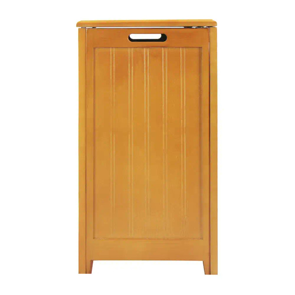 Oceanstar Natural Finished Rectangular Laundry Wood Hamper with interior bag, made of wood, featuring a natural finish and rectangular shape.