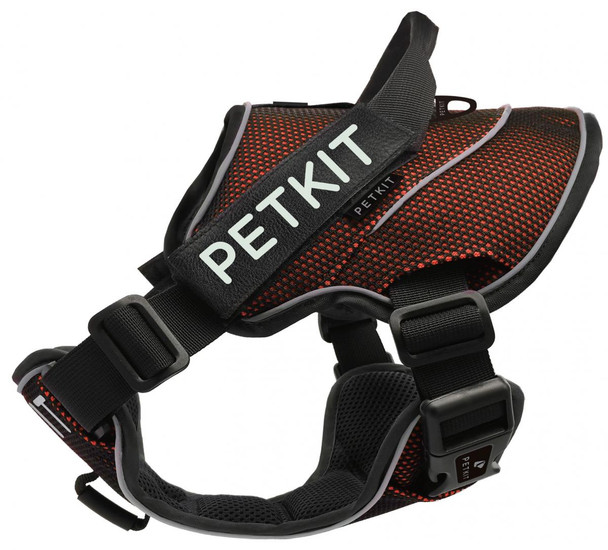 Petkit Air Quad-Connecting Adjustable Cushioned Chest Compression Dog Harness (Medium, Orange/Black)