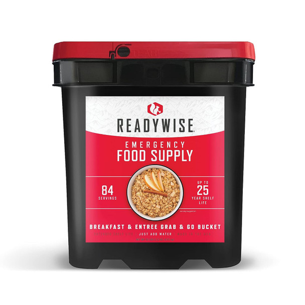 ReadyWise Emergency Food Supply - 84 Serving Breakfast and Entree Grab and Go Food Kit