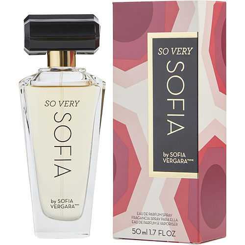 So Very Sofia by Sofia Vergara Eau De Parfum Spray, 1.7 oz, clear bottle, black cap.