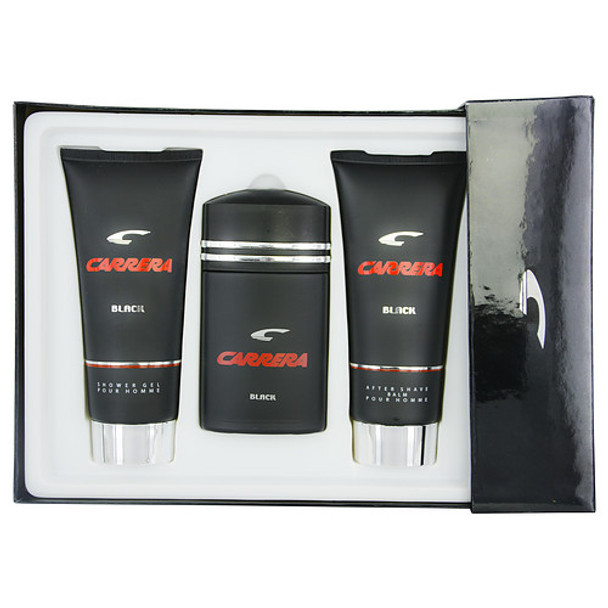 Carrera Black by Muelhens Eau De Toilette Spray, Aftershave Balm, & Shower Gel