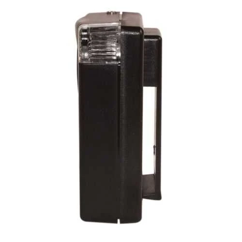Black 3 In 1 130db Personal Alarm with Light, rectangular device with clear top and clip on side.