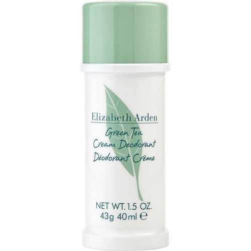 Elizabeth Arden Green Tea Deodorant Cream 1.5 oz stick with green cap and leaf design on white background.